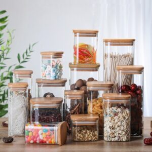 Squared Airtight Mason Glass Jars with Bamboo Lids