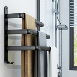 Bathroom Towel Racks in polished all black Aluminium